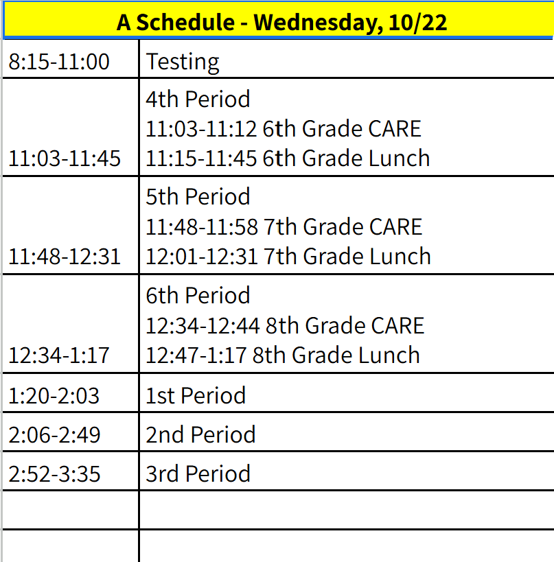 A Schedule