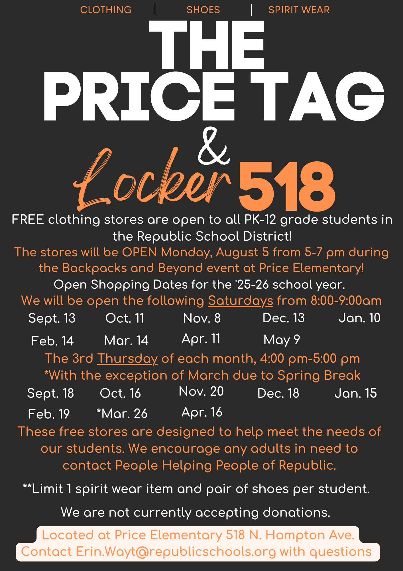 Price Tag & Locker 518 shopping dates