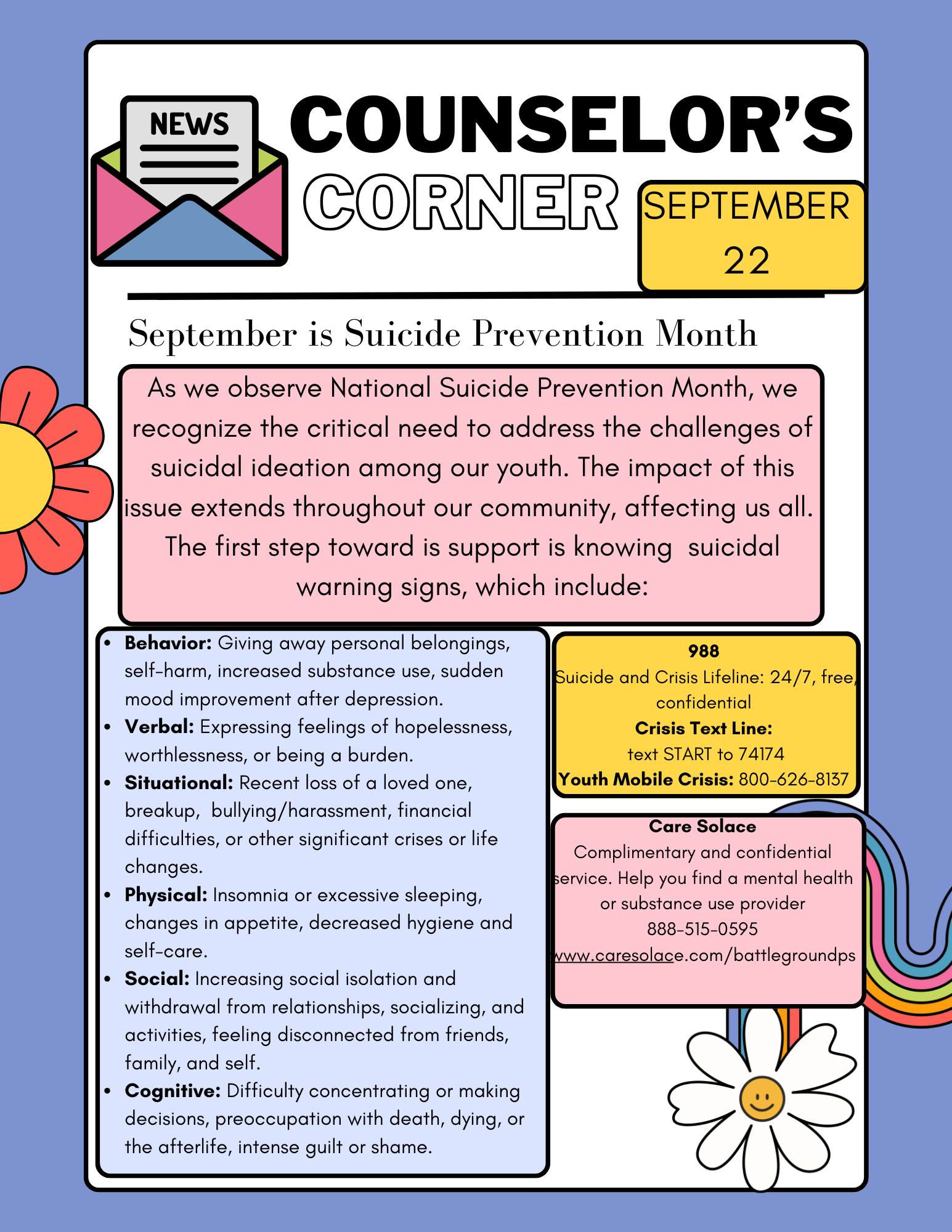 LMS Counselor's Corner Flyer