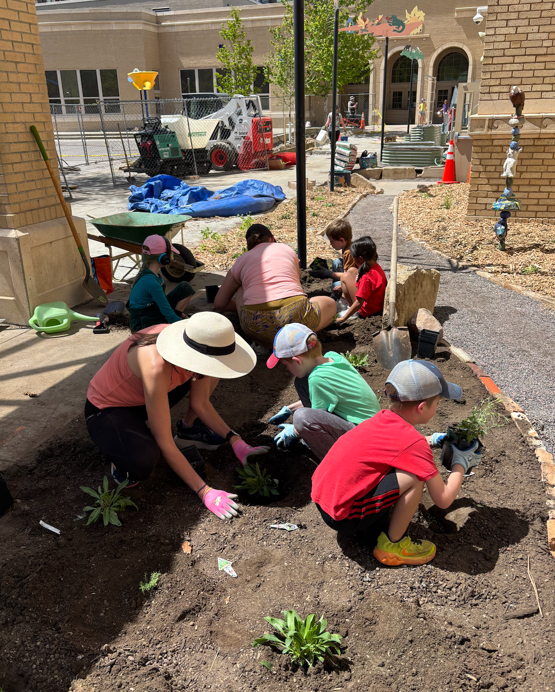 students creating a garden at Polaris