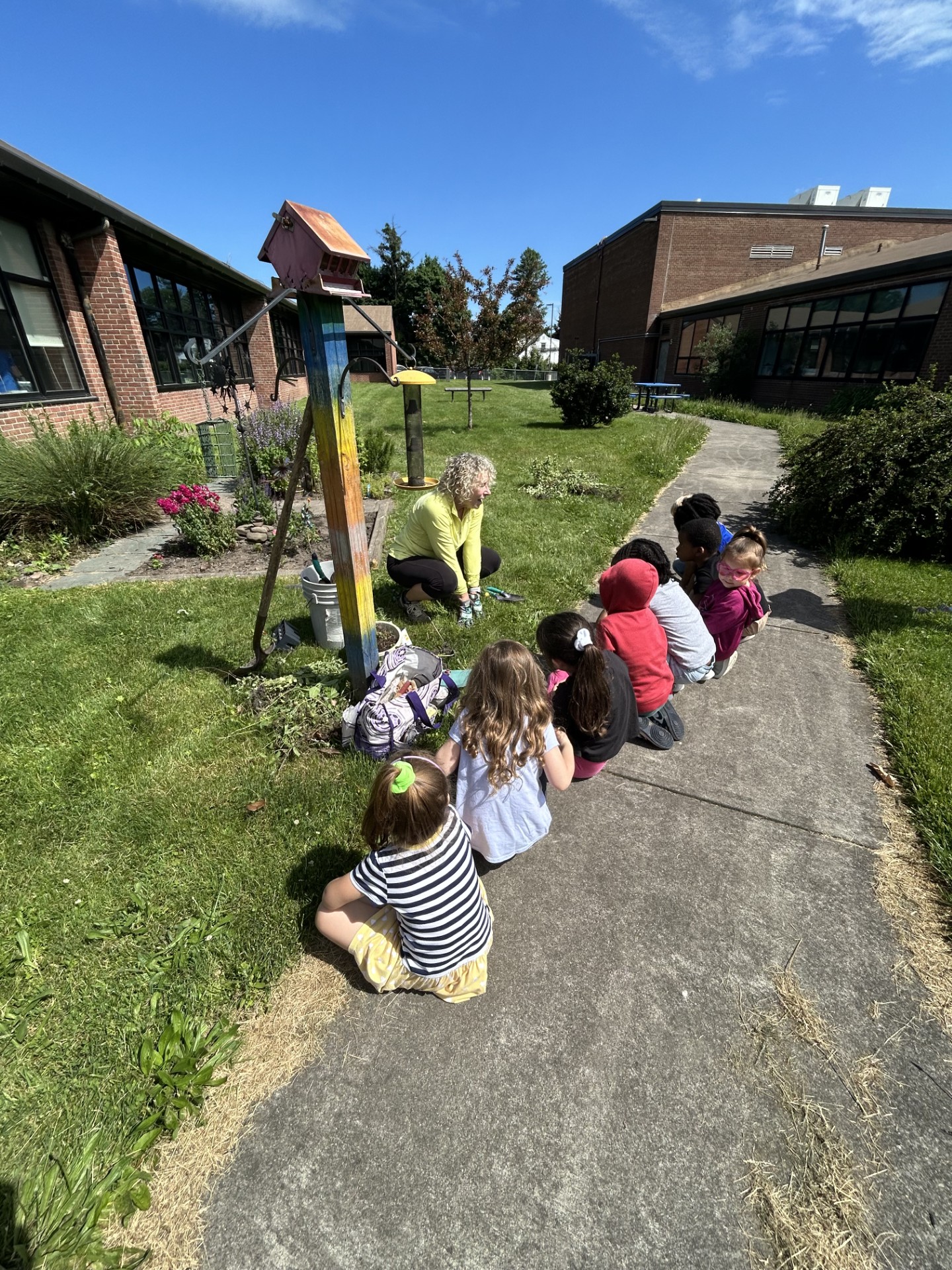 Students gardening