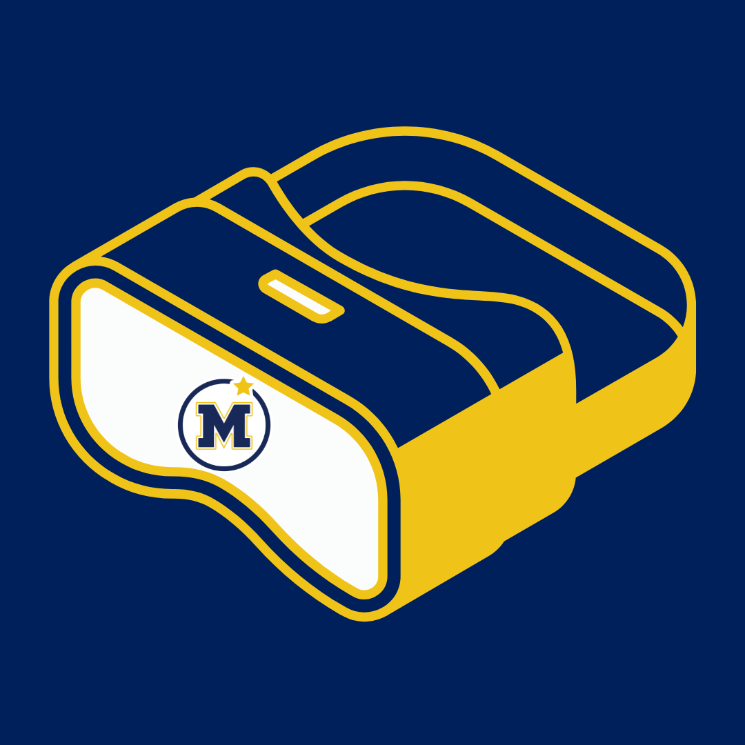 VR goggles, Mahtomedi logo