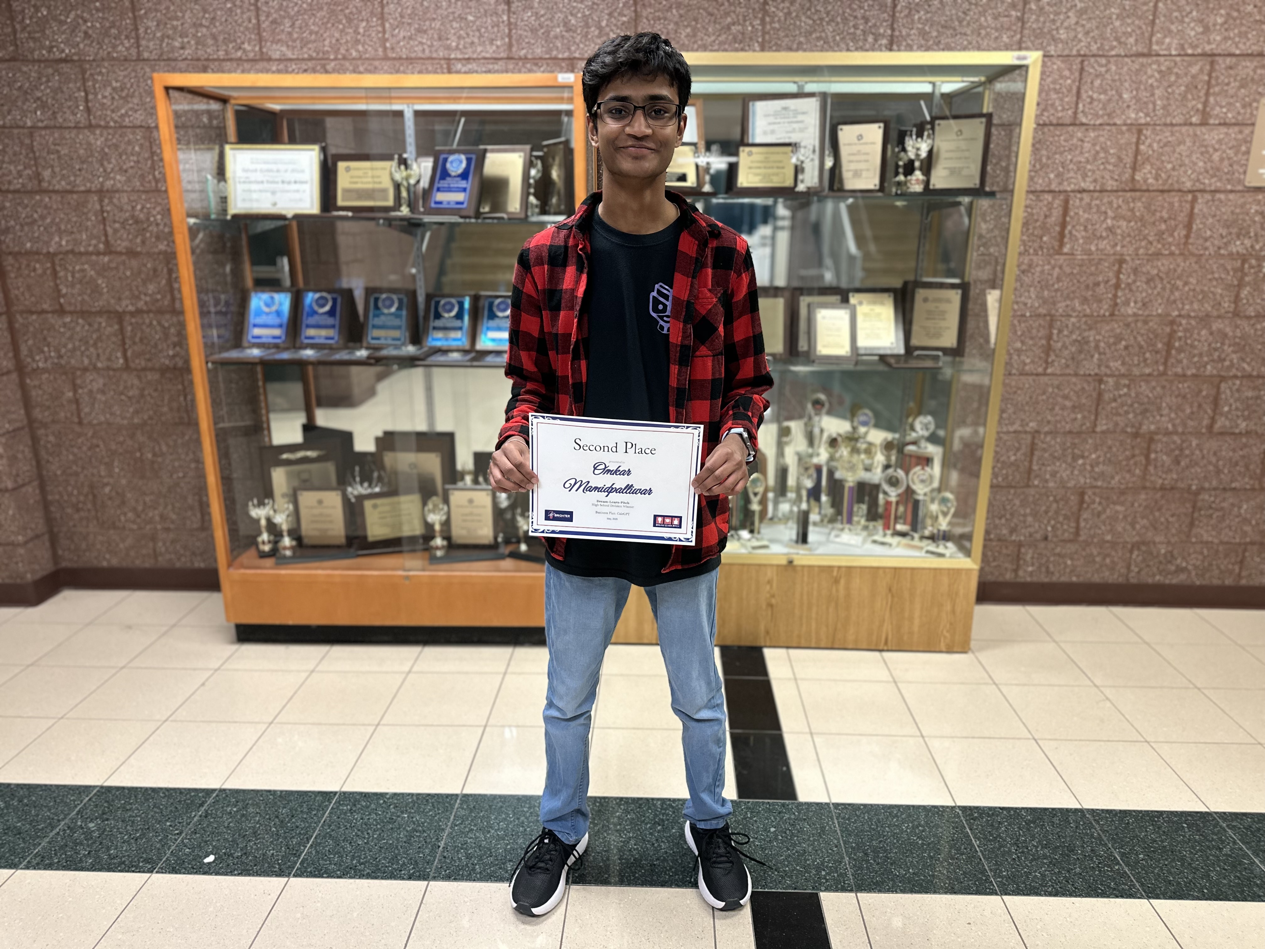 CVHS senior, Omkar Mamidpalliwar, poses with his second place award.