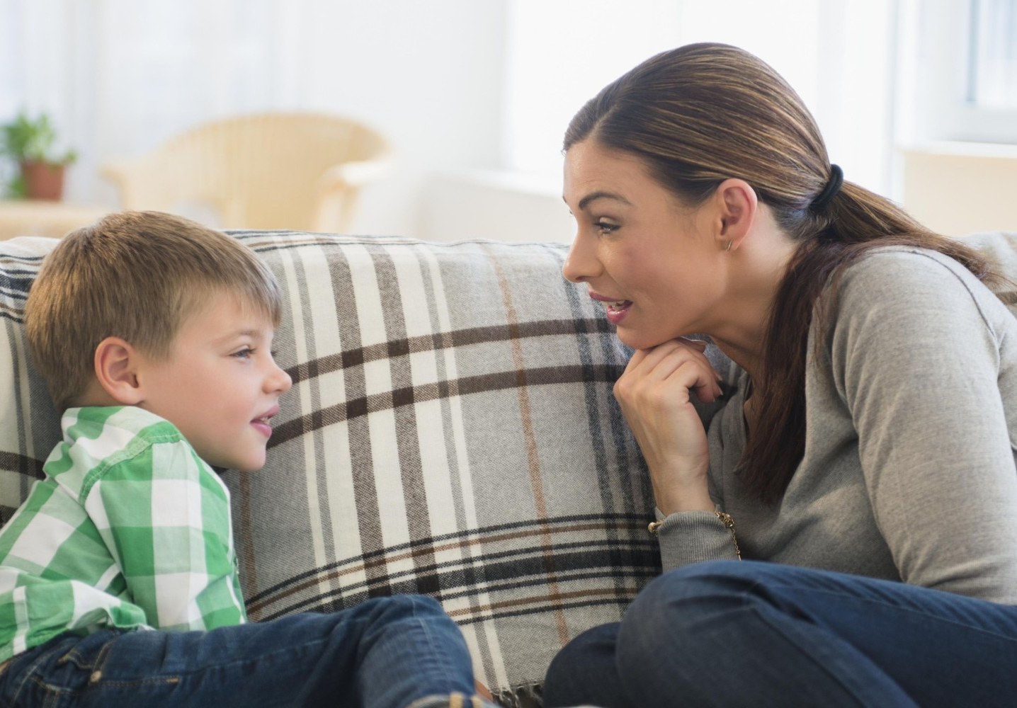 child talking to parent