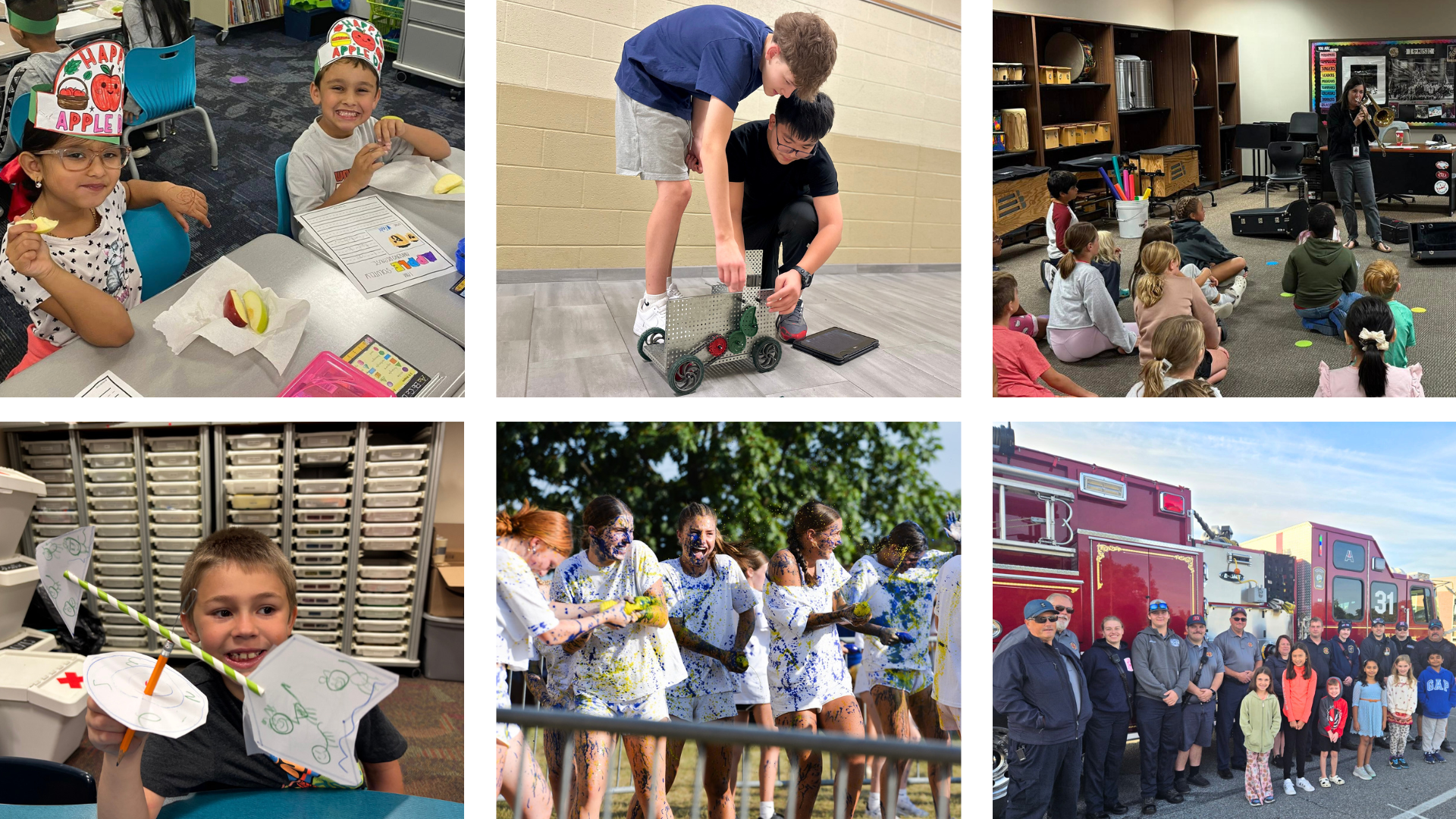 A collage of images of CV students showcases what they are doing and learning across the district.