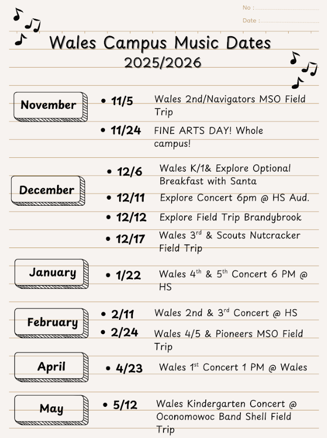 Wales campus music dates