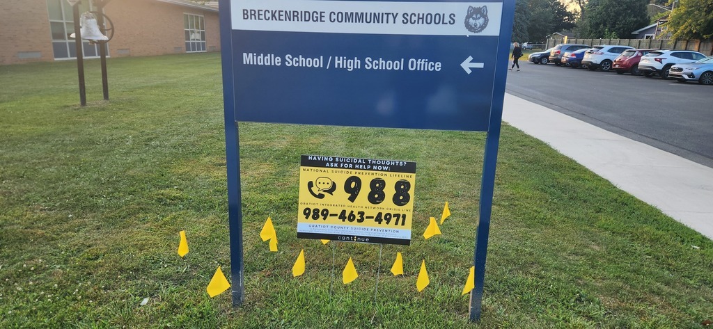 September is Suicide Prevention Month - Sign with 988 information