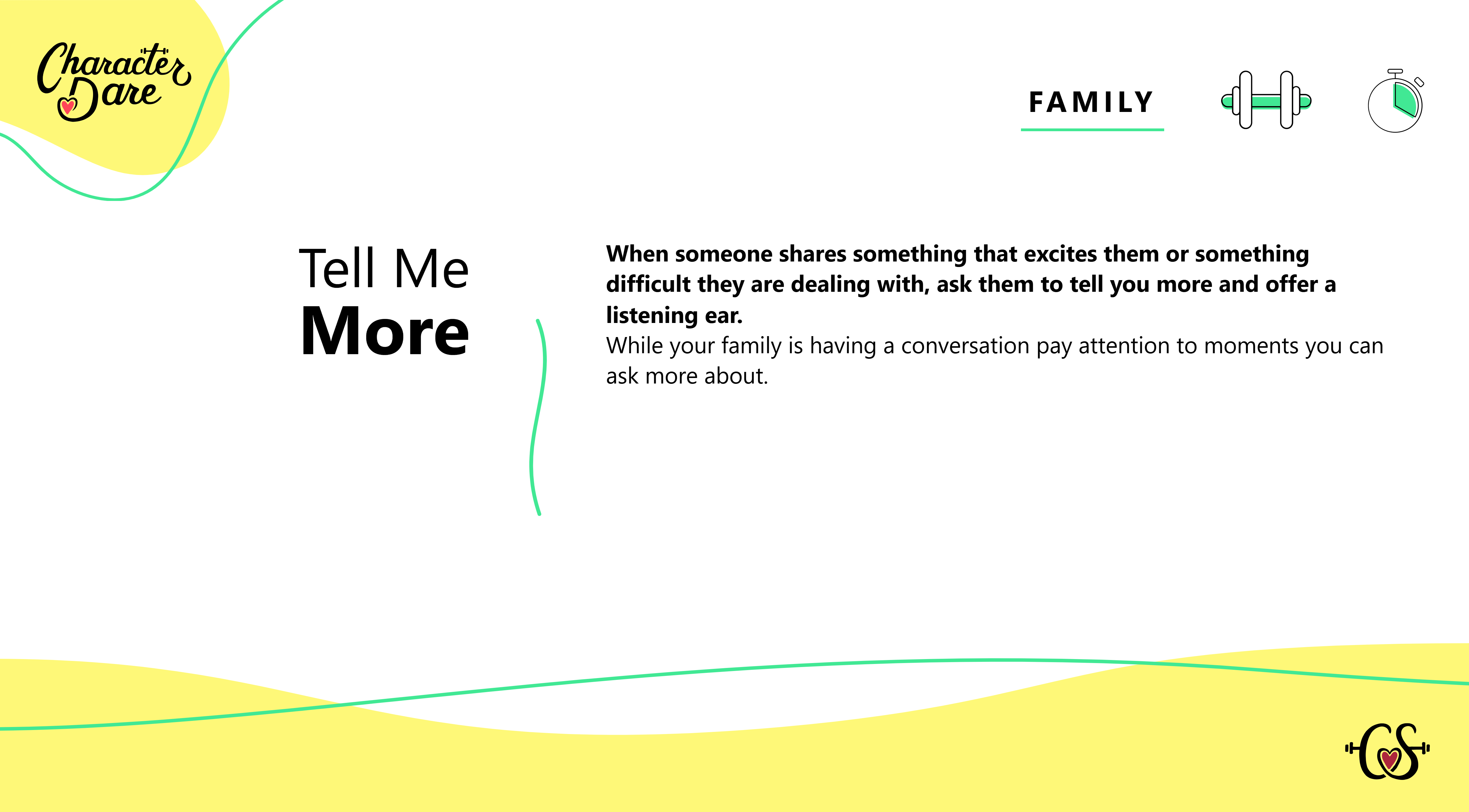 tell me more character dare