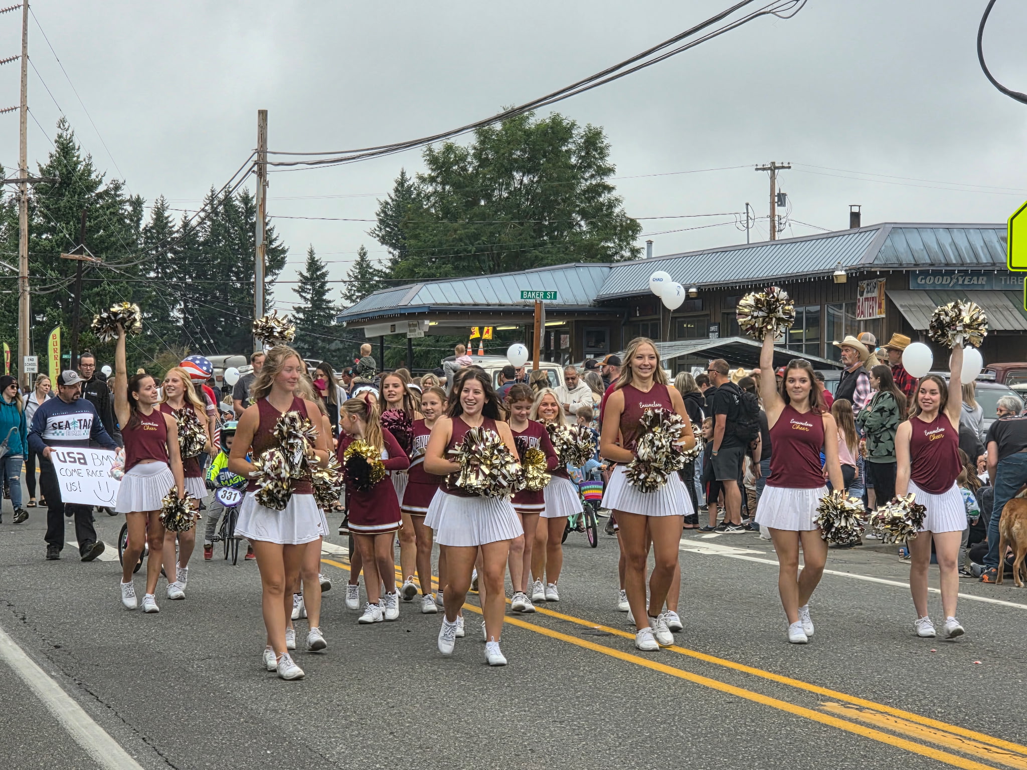 EHS cheer walking in the Black Diamond Labor Days Parade