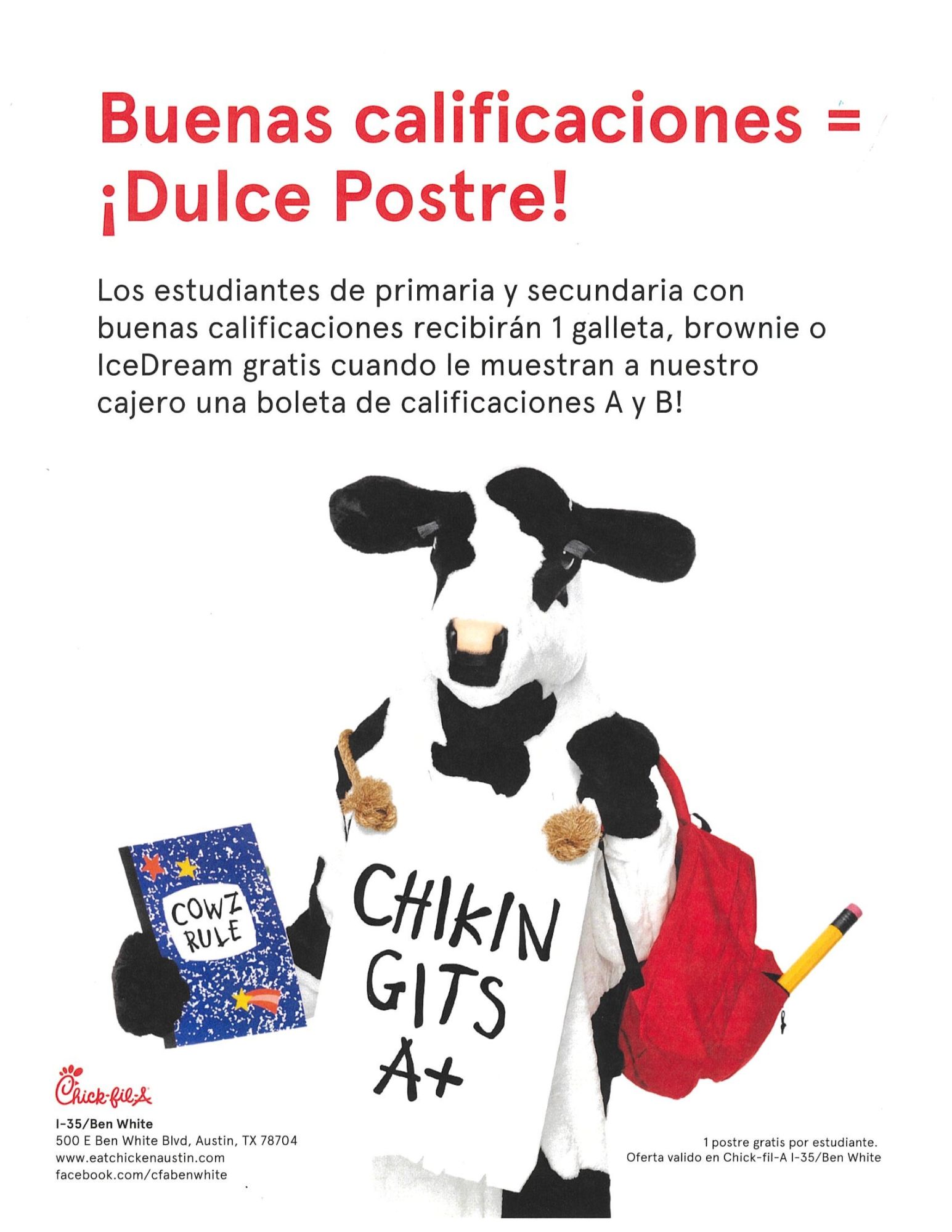 Chick Fil A Treats Spanish