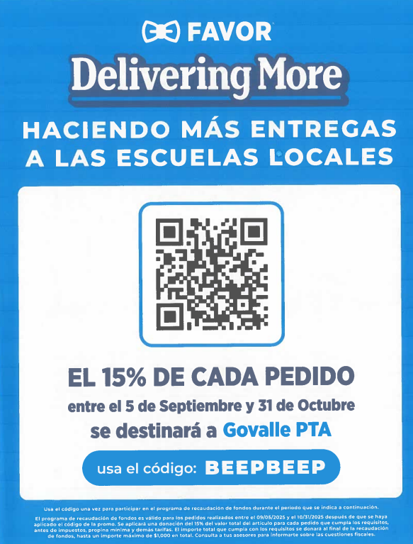 FAVOR PTA Fundraiser (Spanish)