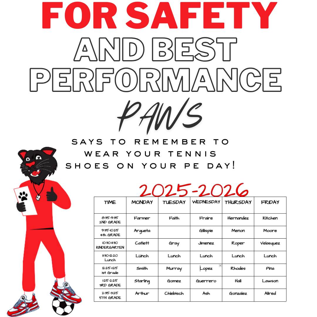 Graphic for PE schedule 