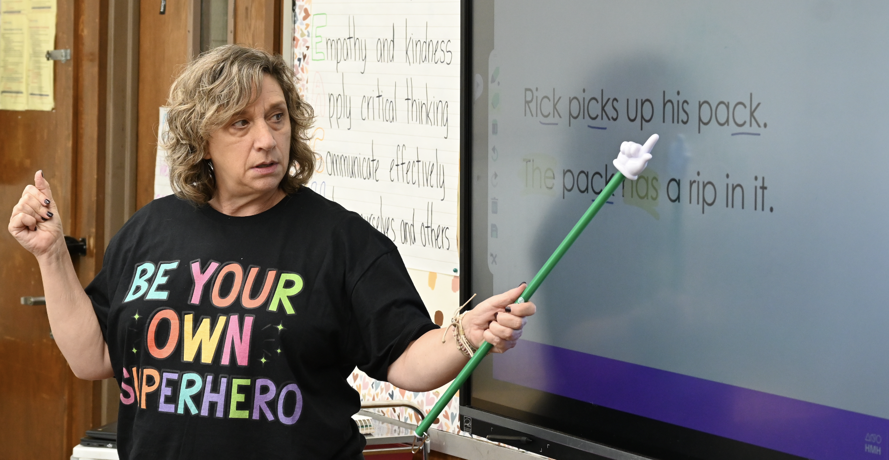 Amy Drohan instructs students in reading