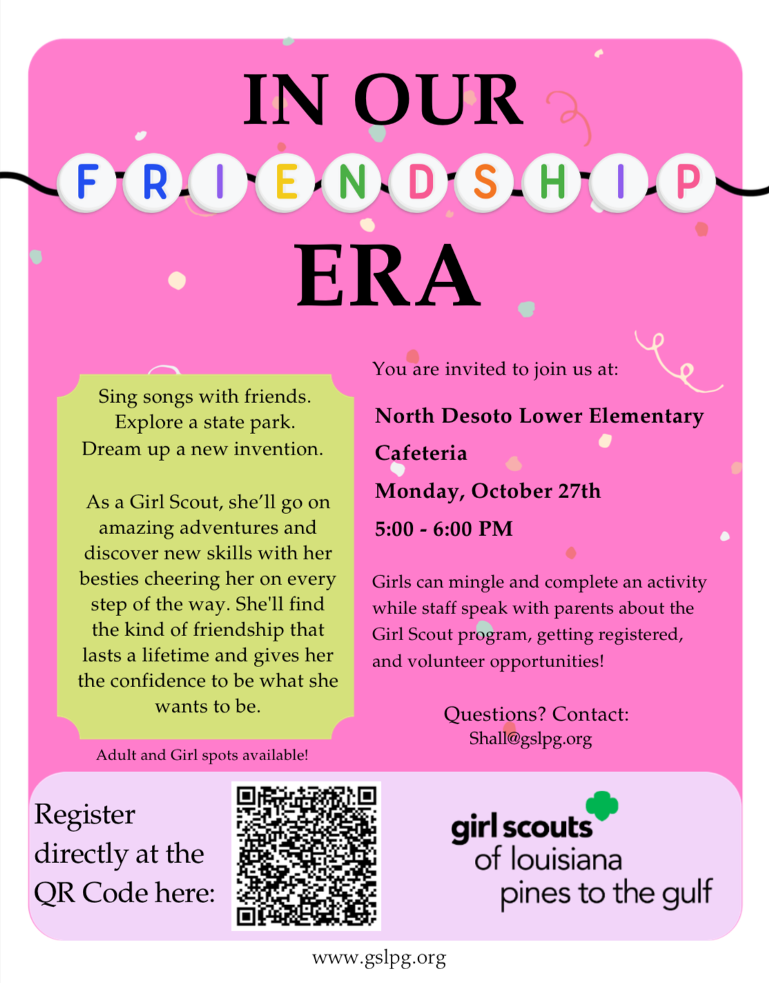 Girl Scout interest meeting October 27