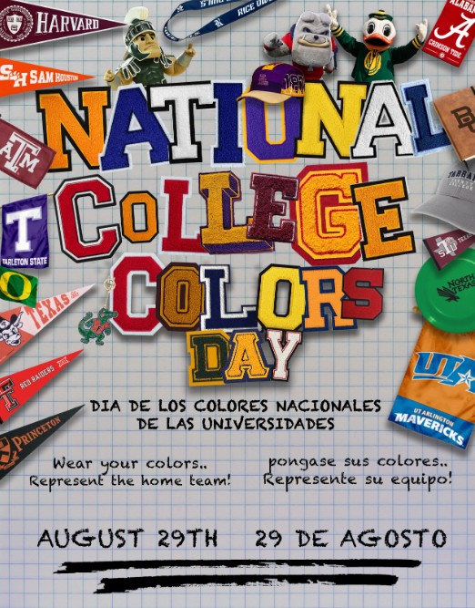 National College Colors Day August 29th