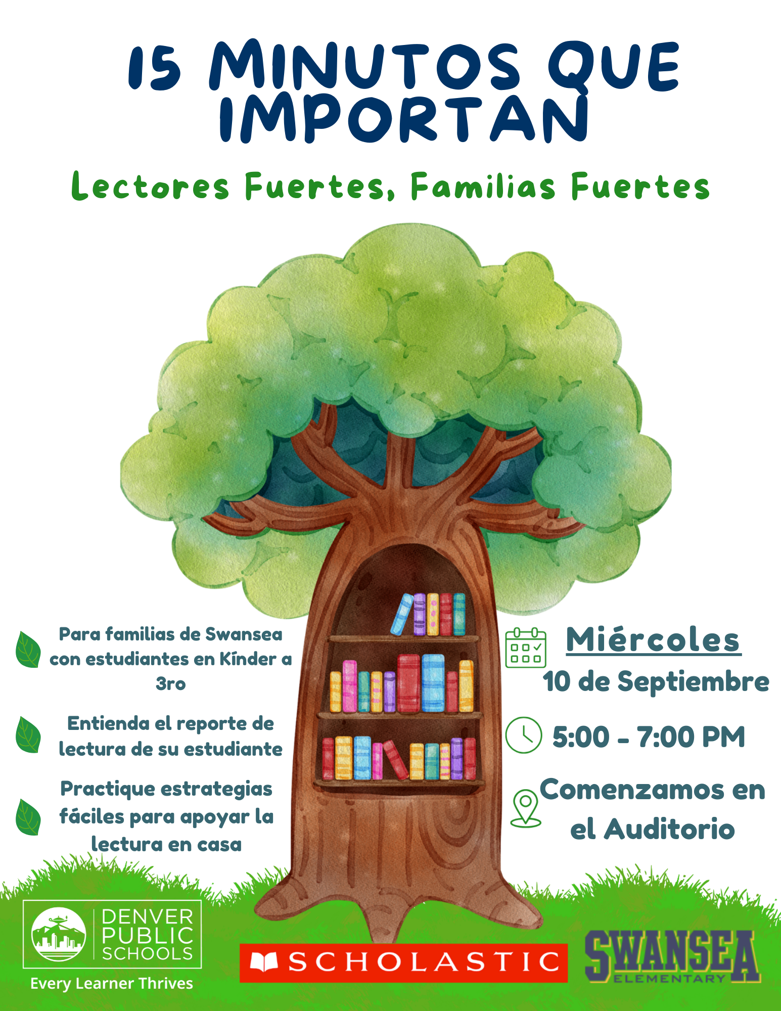 15 minutes that matter event flyer in Spanish.