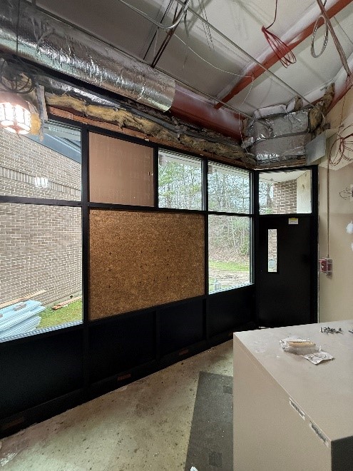 Installation of store front.