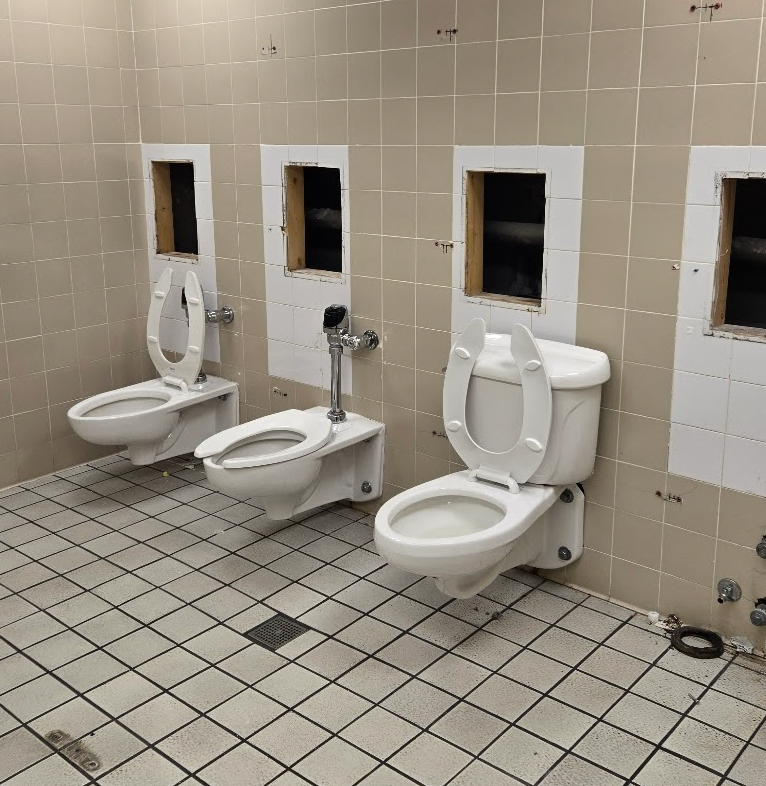 deconstructed bathroom