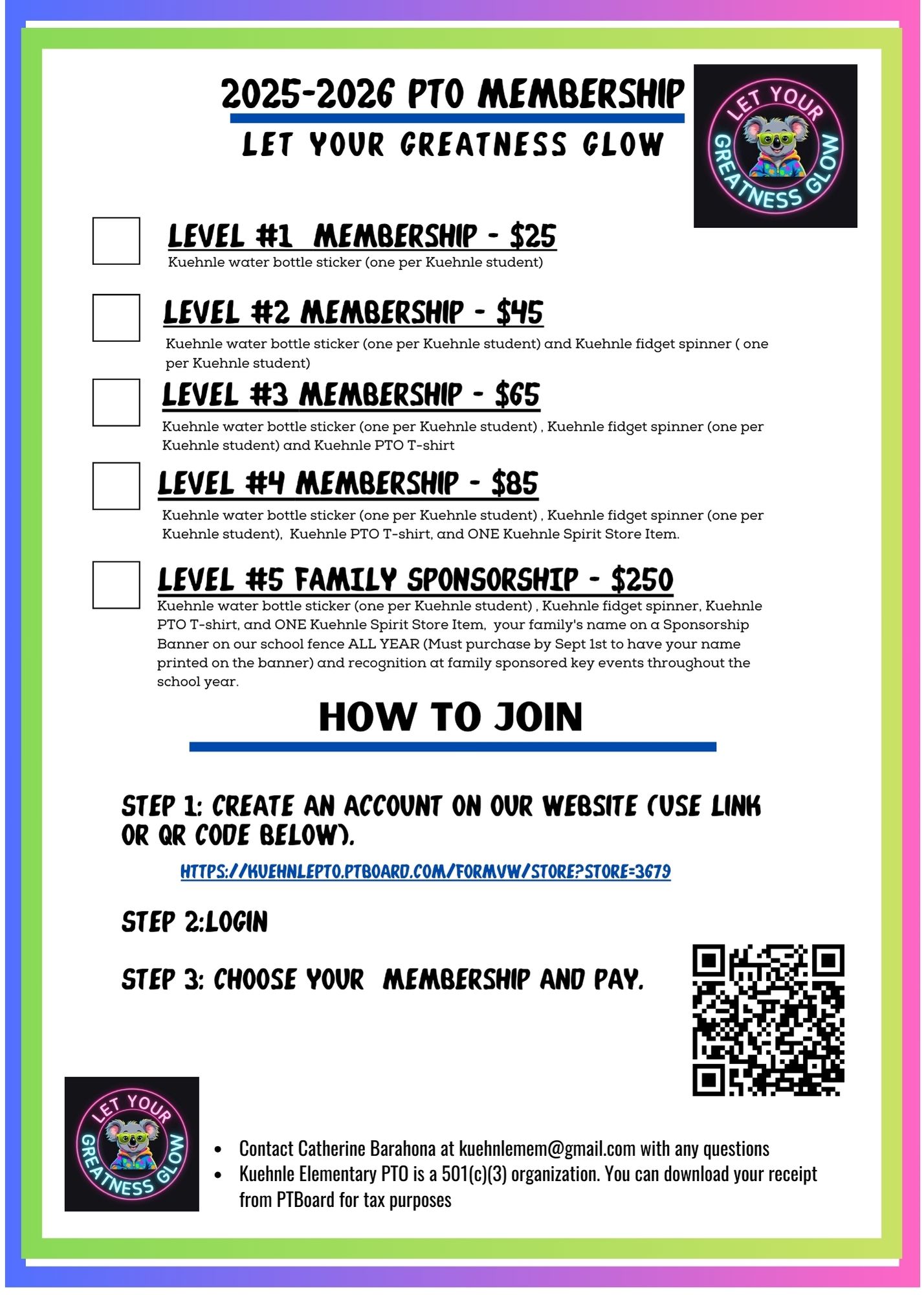 PTO membership graphic with qr code