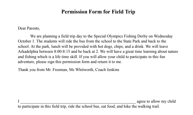 permission slip