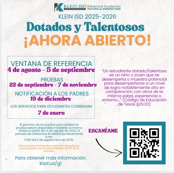 Gifted and Talented Referral Window Spanish