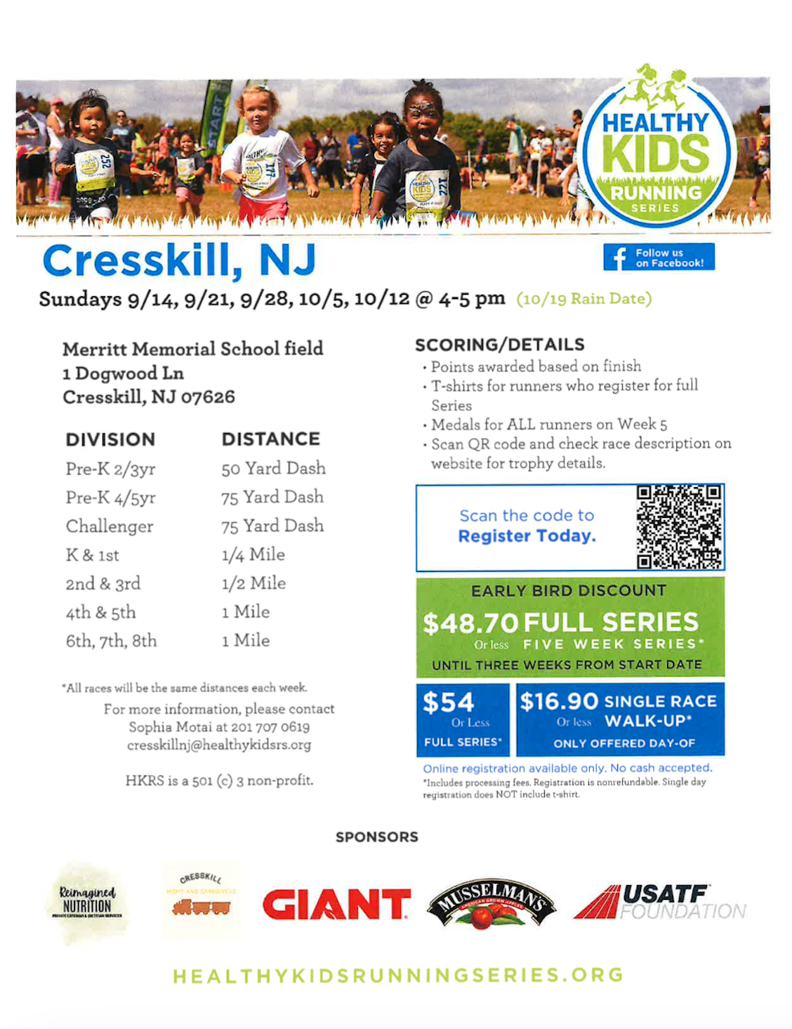 healthy kids running series flyer