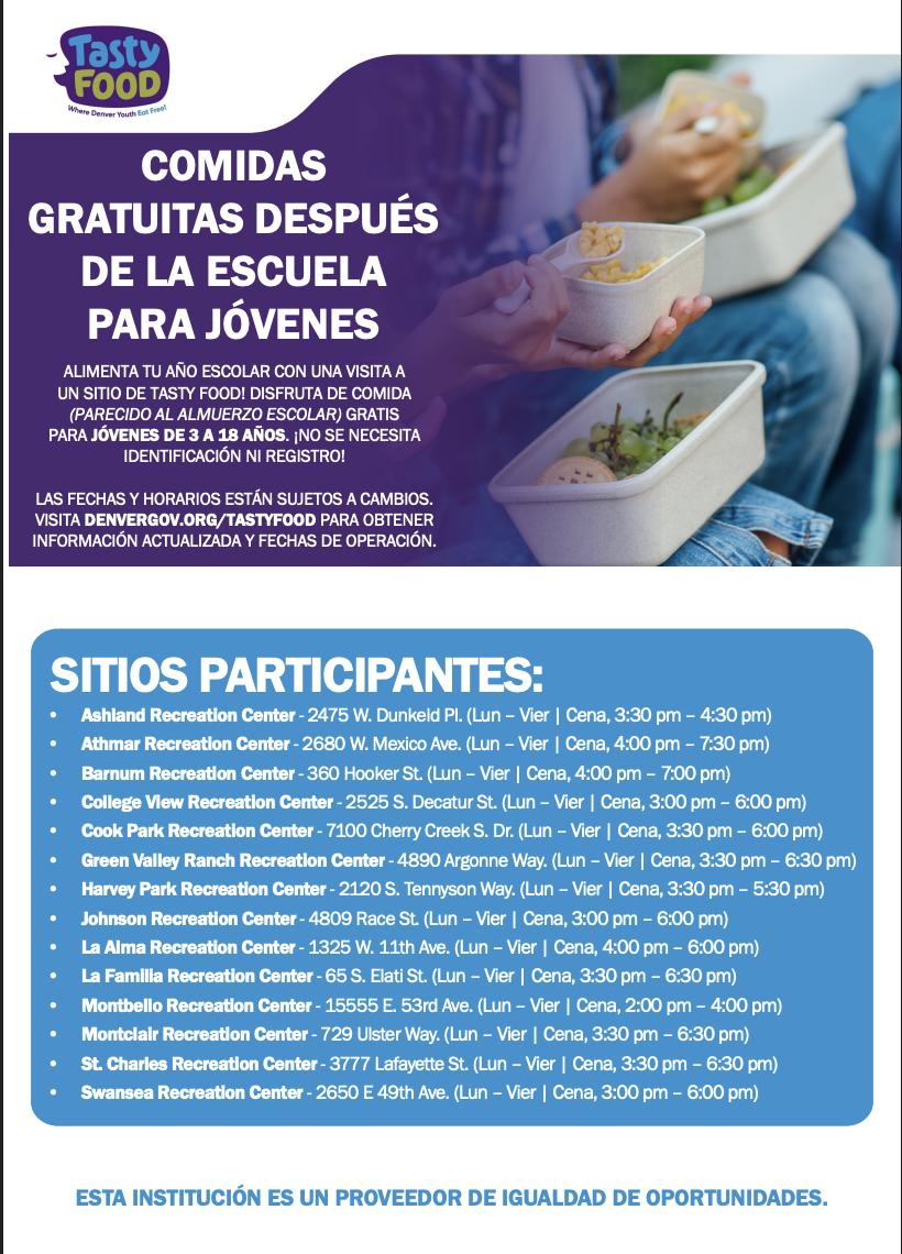 Español Comidas gratuitas
