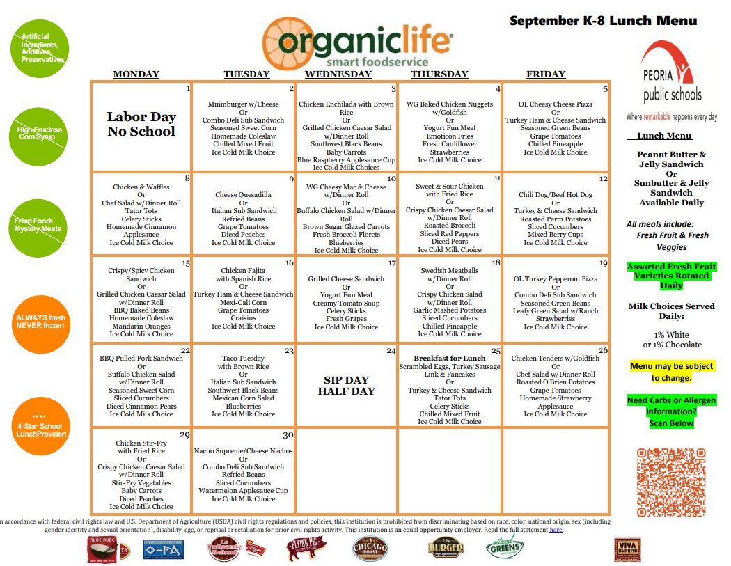 September Lunch Menu