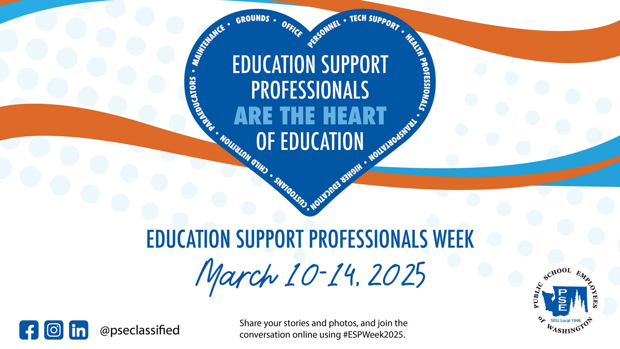 Graphic for Education Support Professionals Week March 10-14