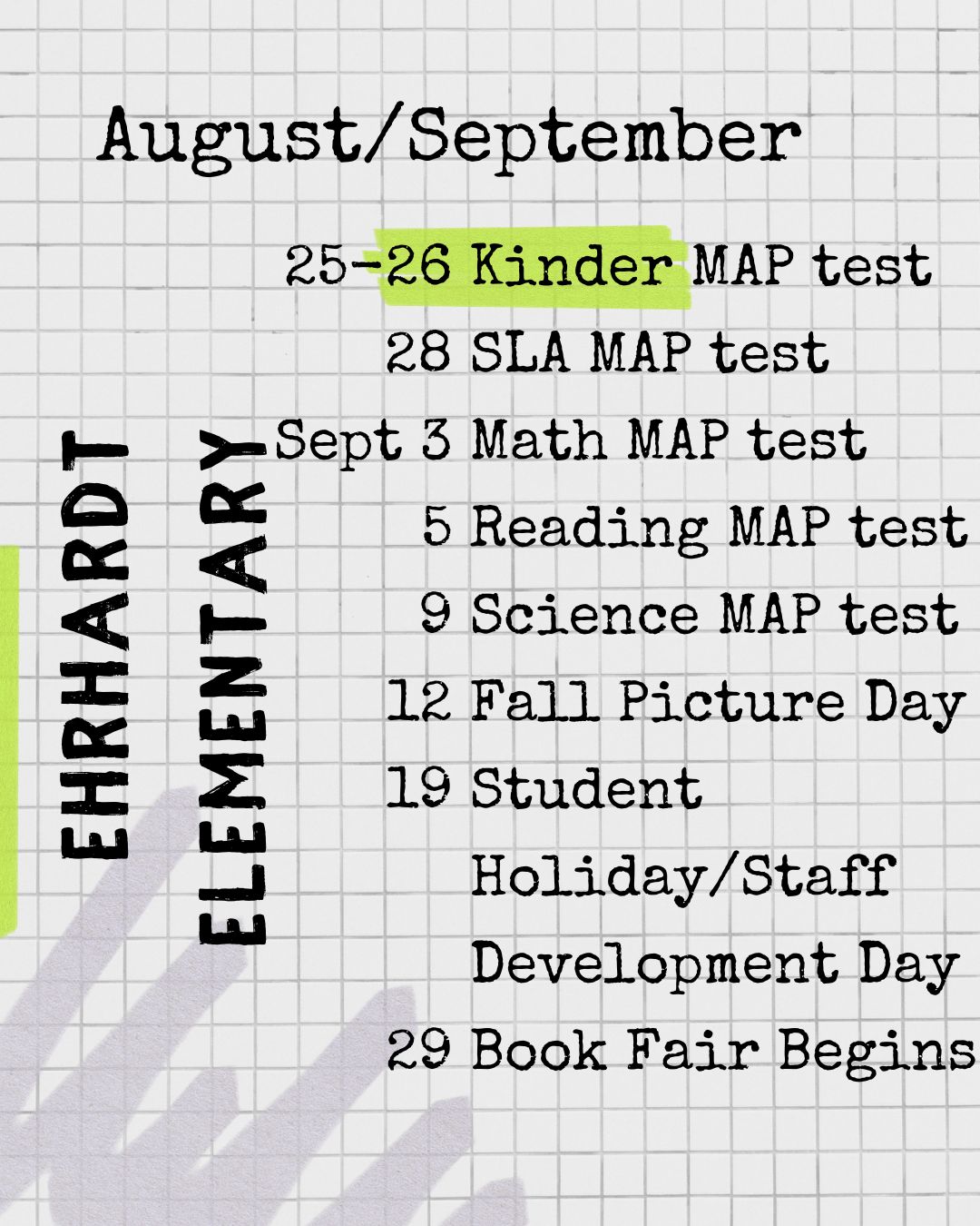 Upcoming Events at Ehrhardt Elementary