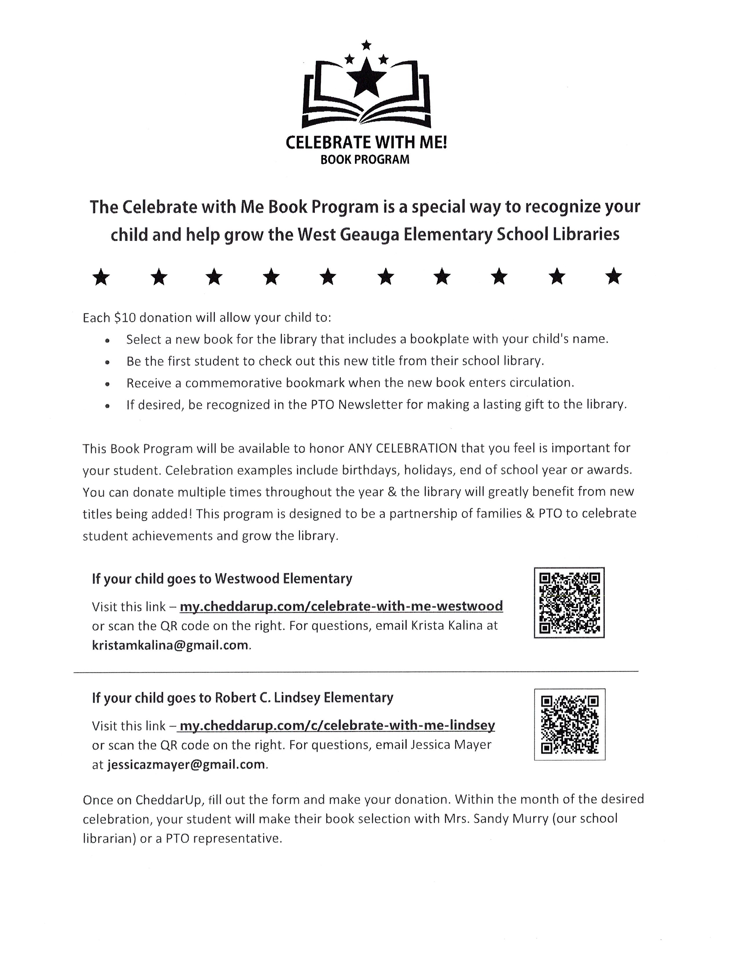 Celebrate with me book program