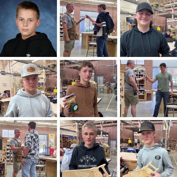 A collage of construction students at Battle Ground High School
