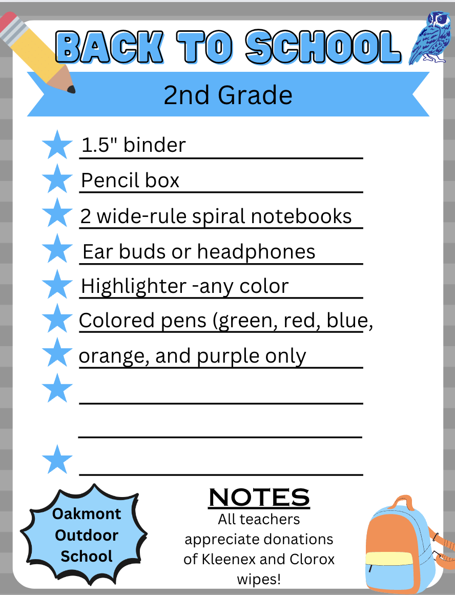 2nd Grade Supply List