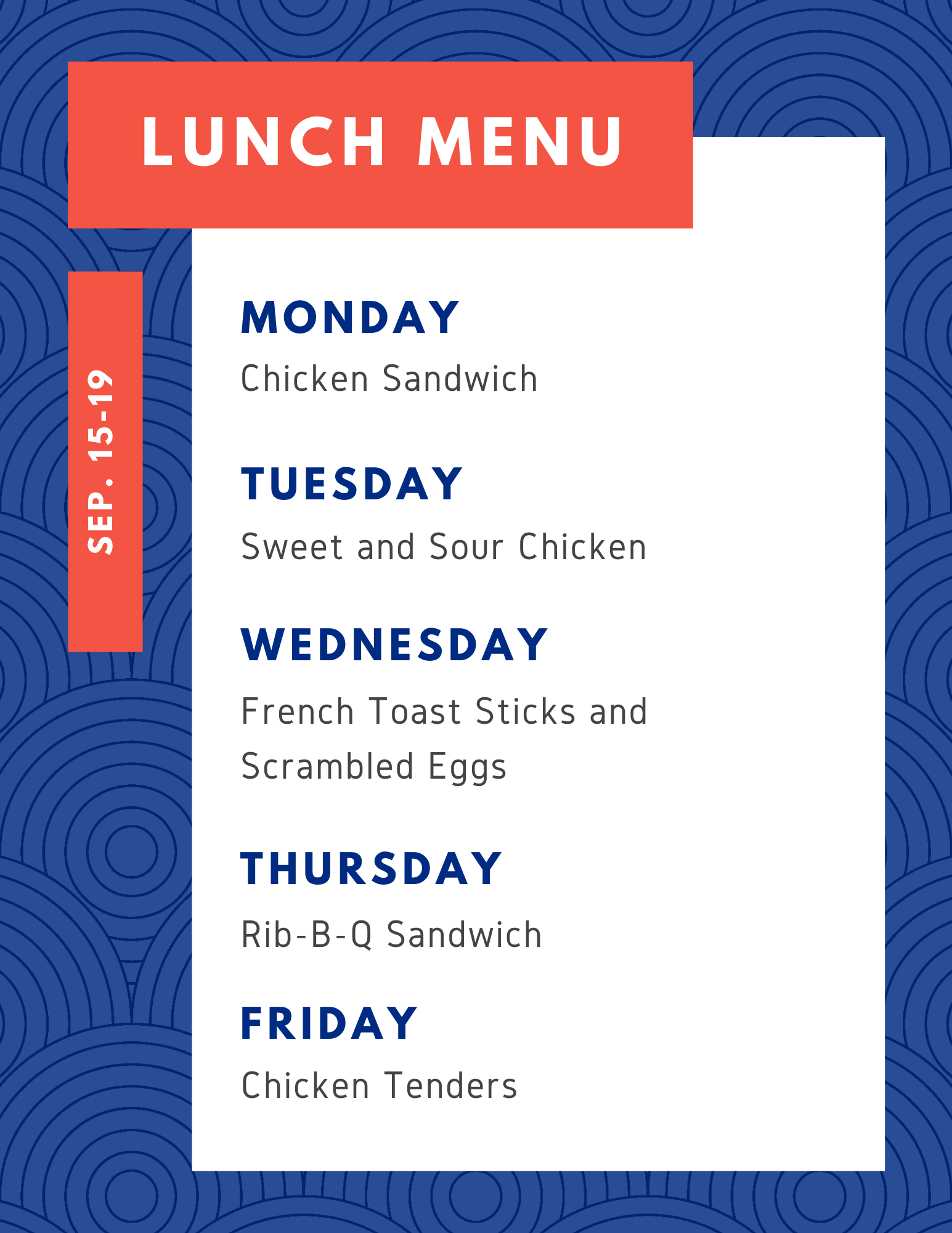 lunch menu