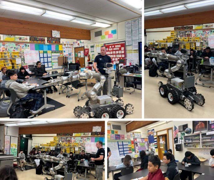 Robots and King County Emergency personnel teaching students.