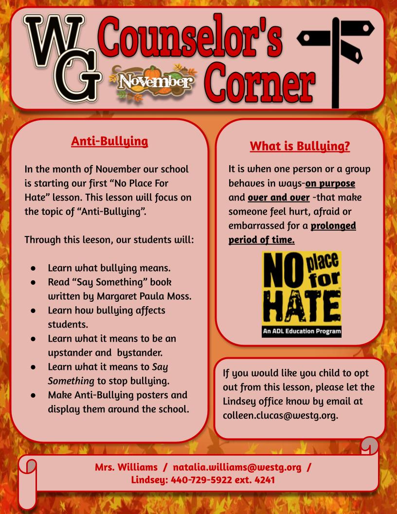 Counselor's Corner-Nov
