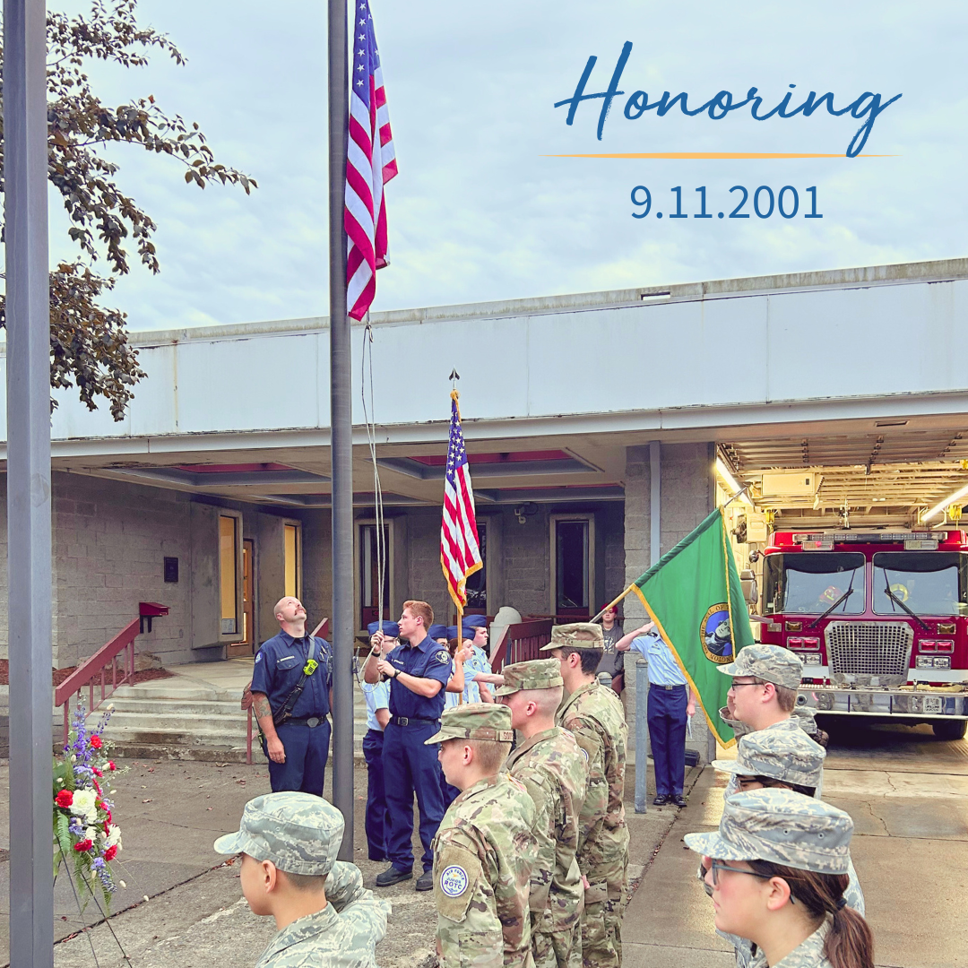 BGHS cadets help lower the American flag to half staff