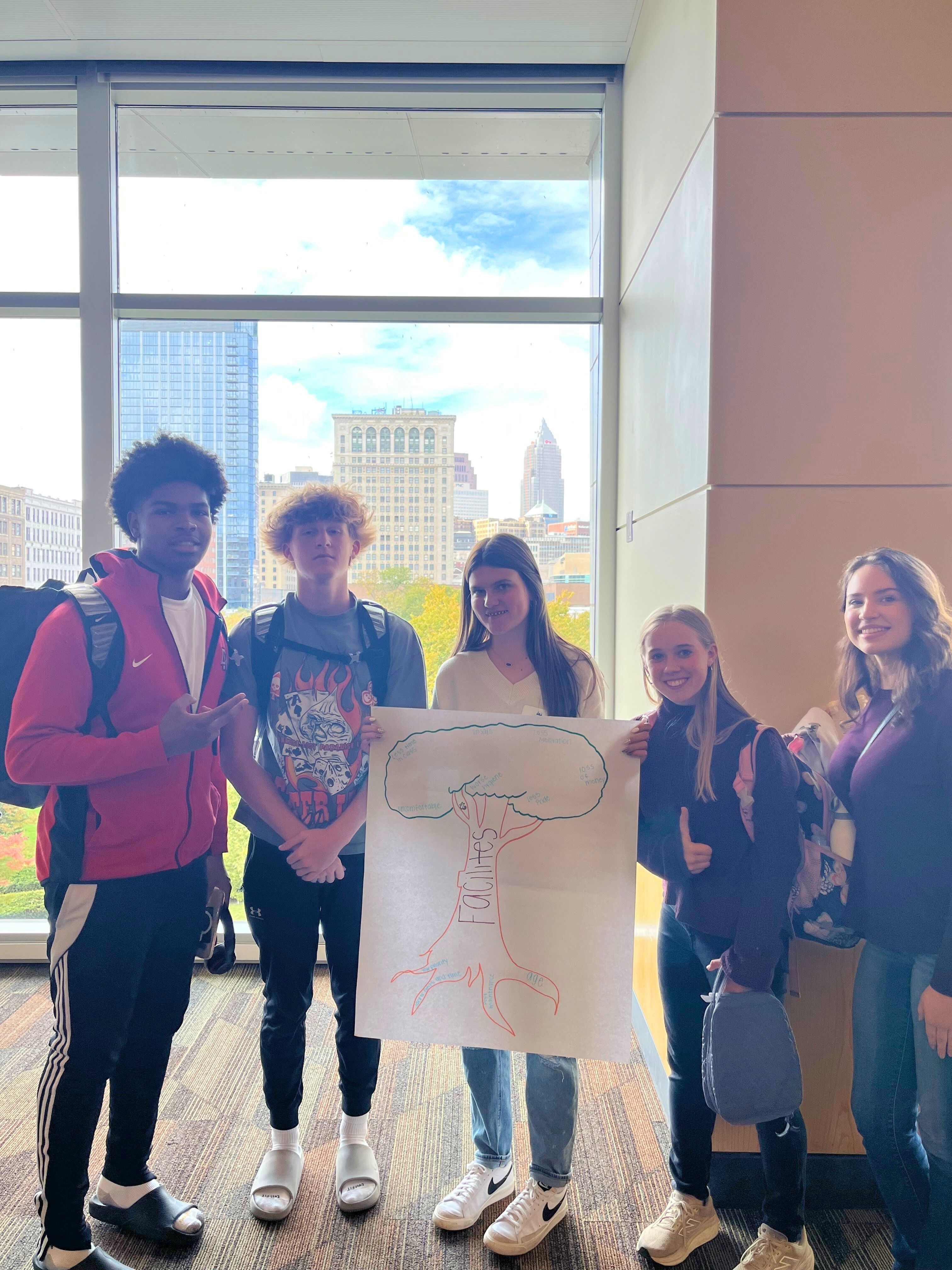students with poster
