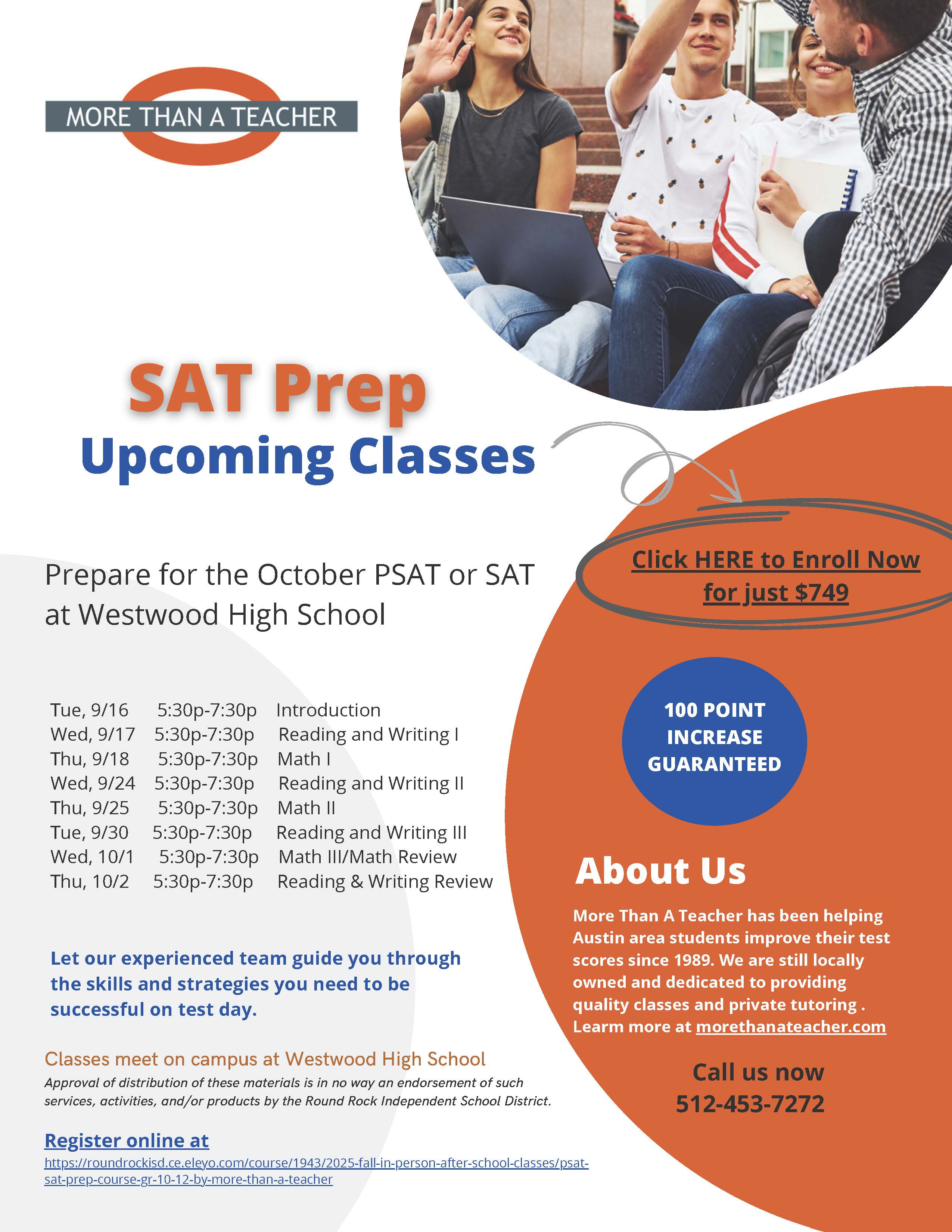PSAT / SAT Prep Classes Flyer