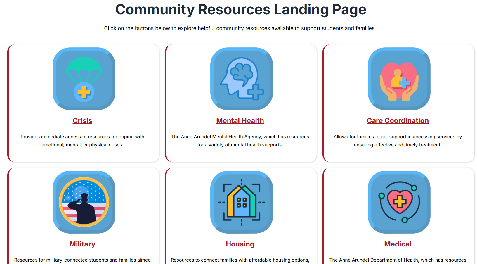 community resources landing page for November 2025 newsletter