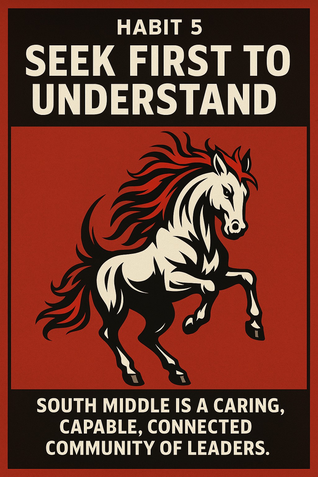 habit 5, seek first to understand, south middle is a caring capable connected community of leaders