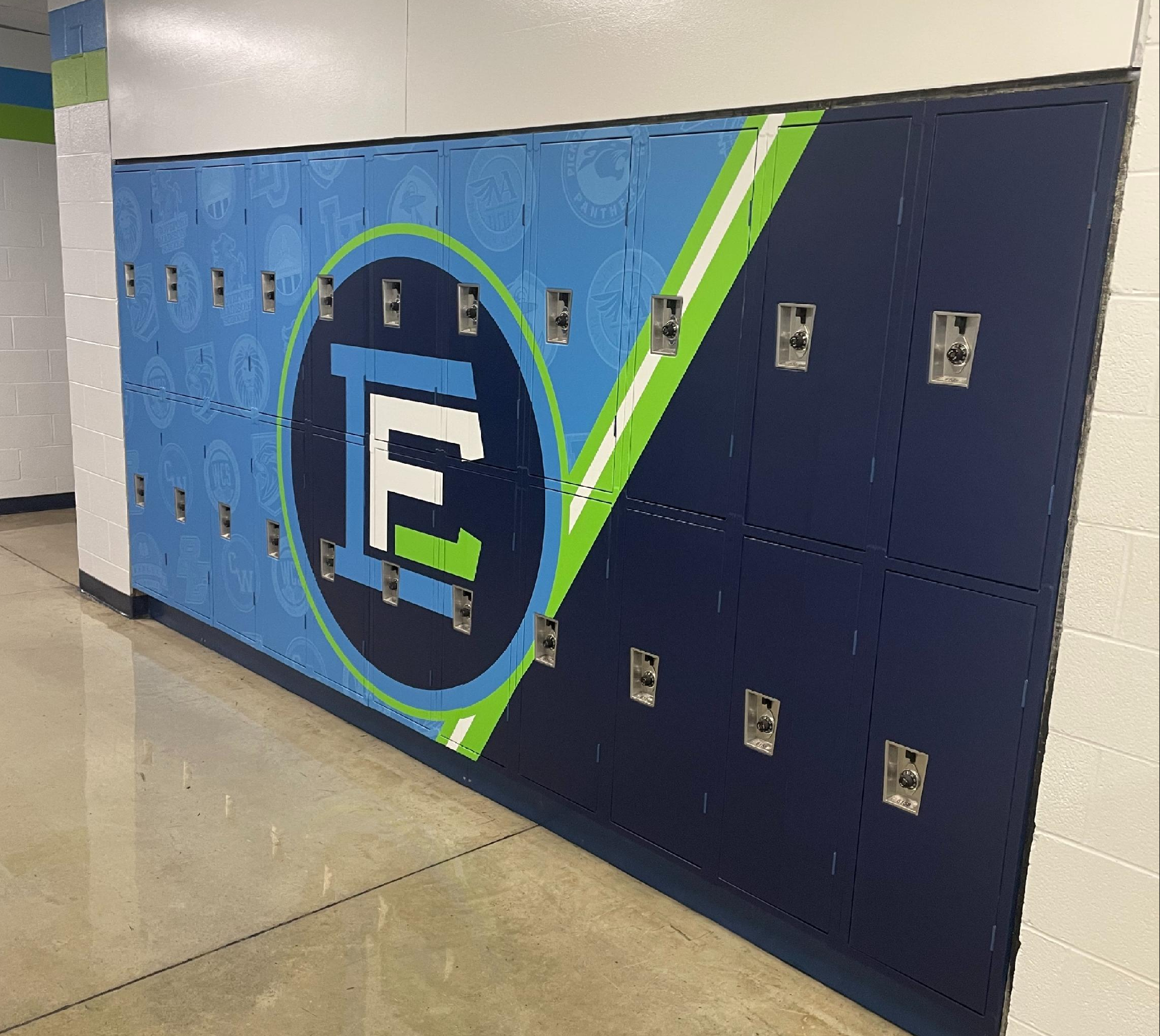 Lockers at ECC with their new decorative and colorful wraps!