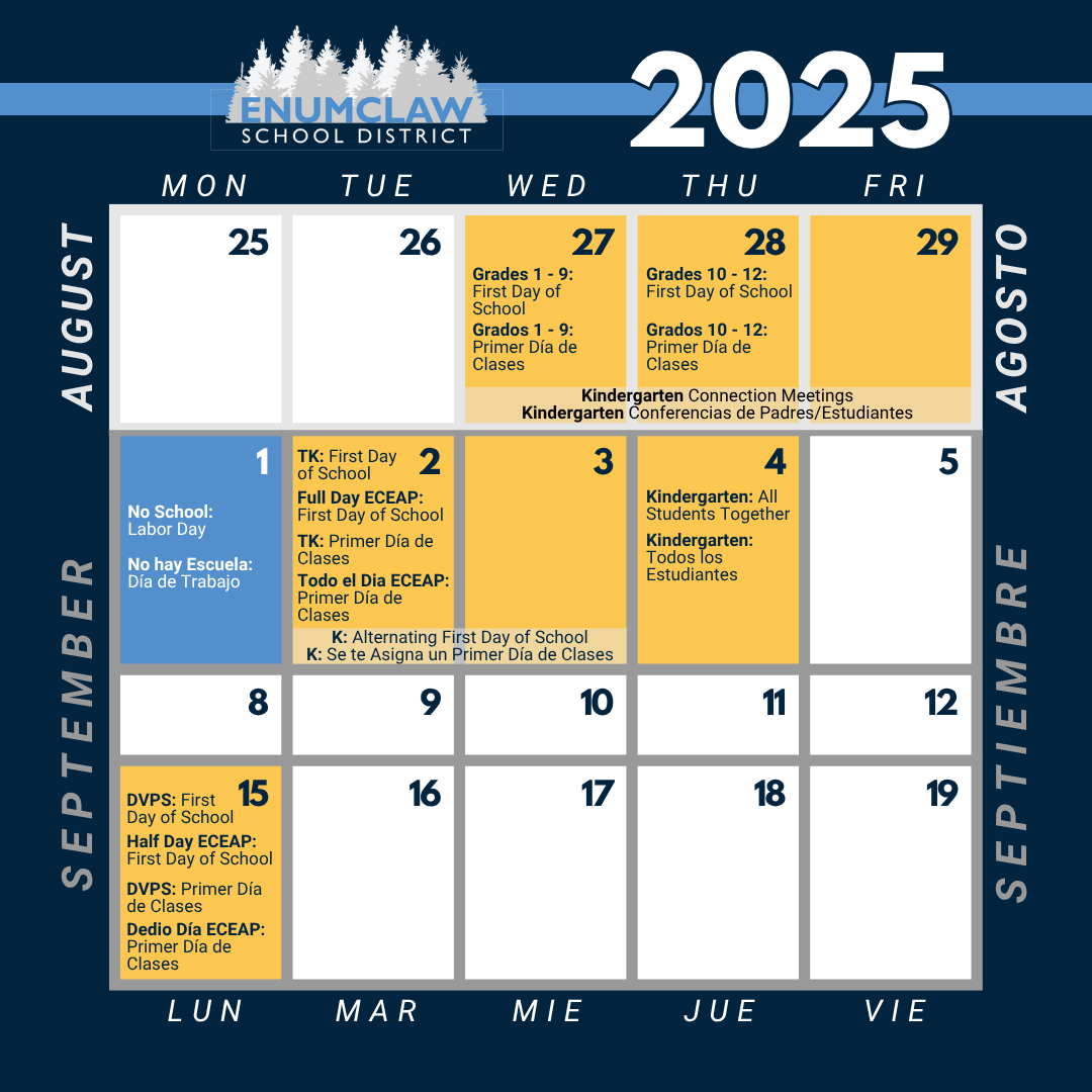 First week of school calendar 