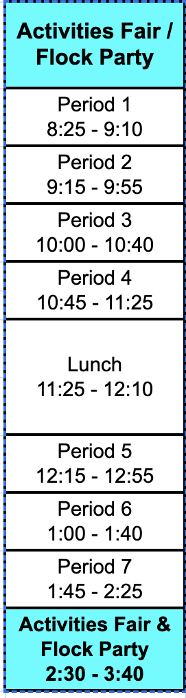 Activities Fair Schedule
