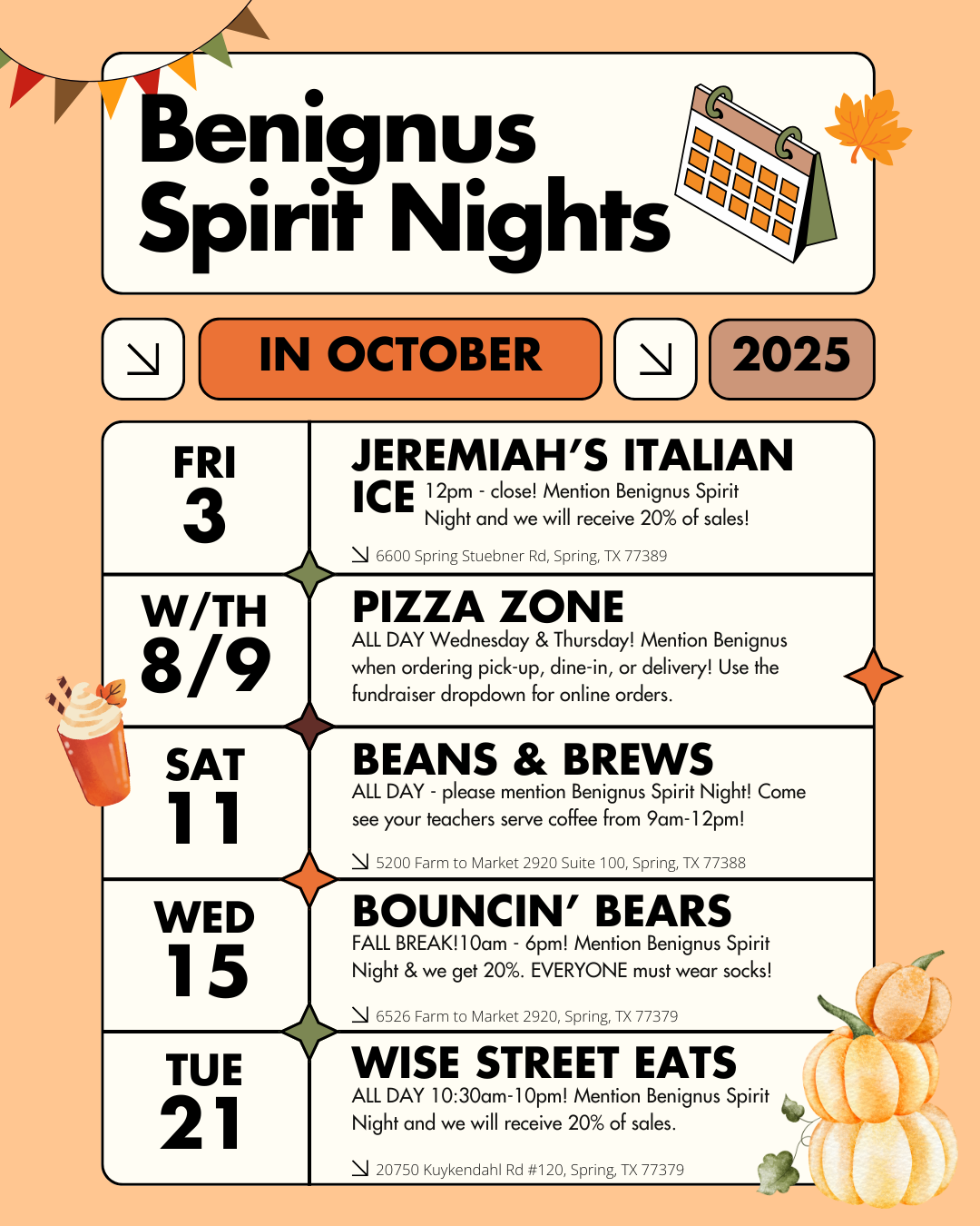 october spirit nights