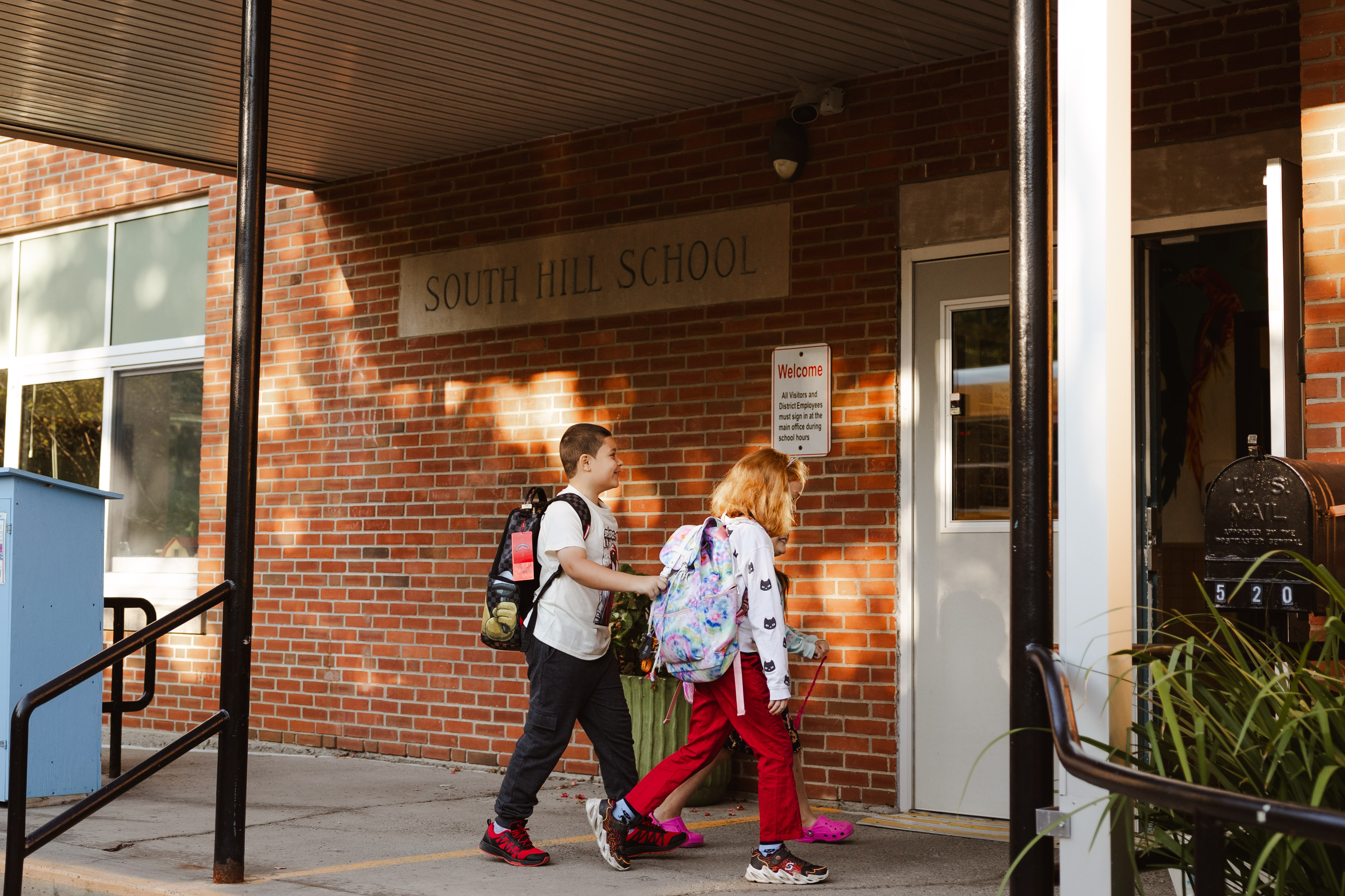 South Hill students walking into the building
