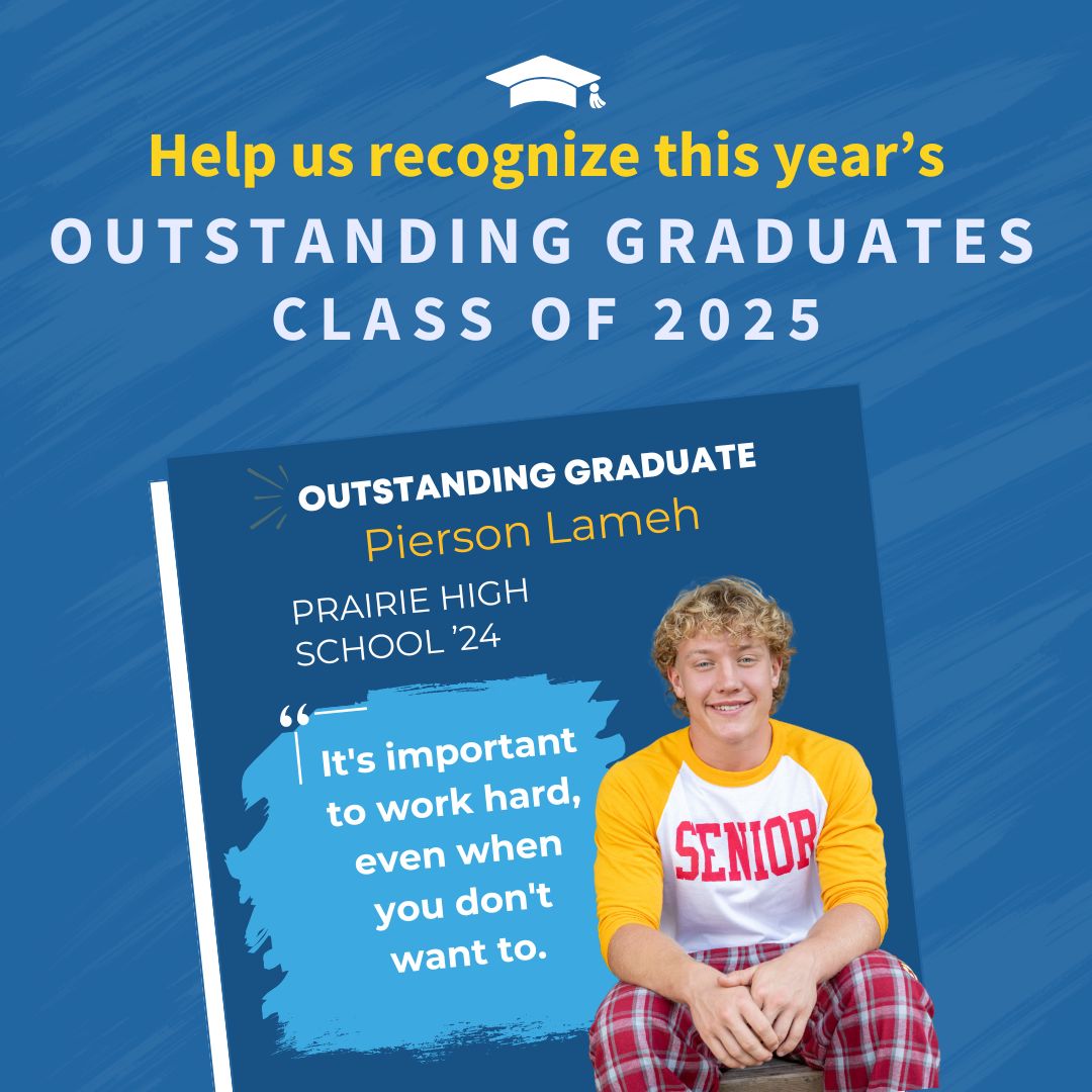 A graphic highlighting a recent high school graduate