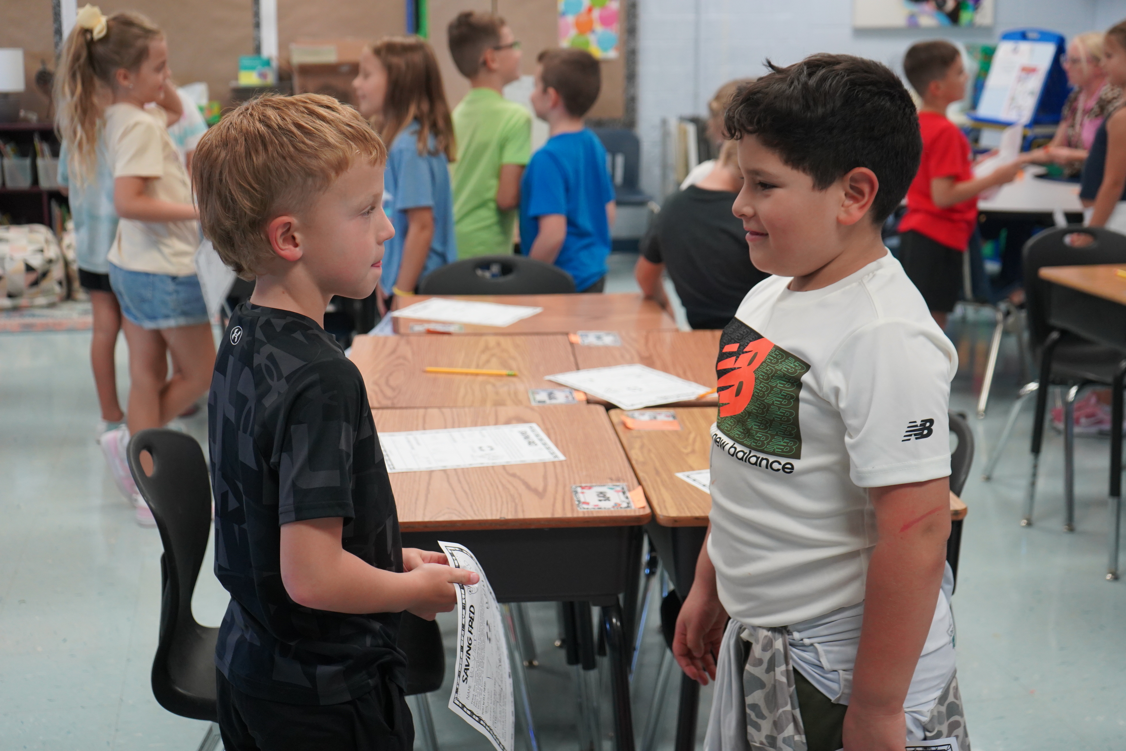 Students looking at each other