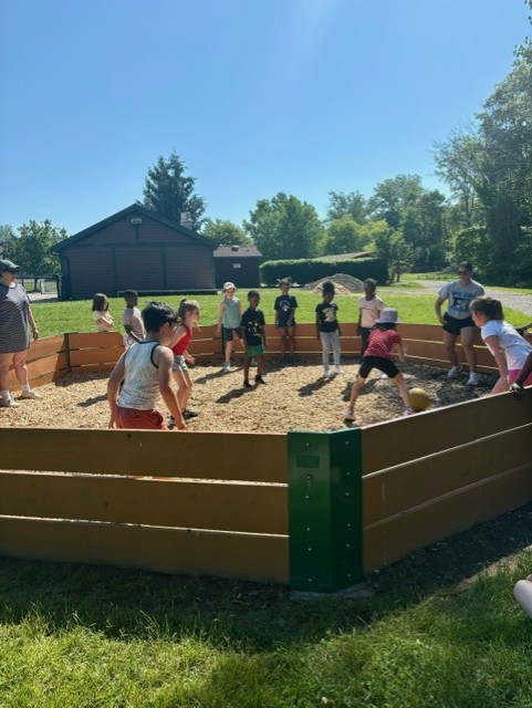 Students playing gaga ball