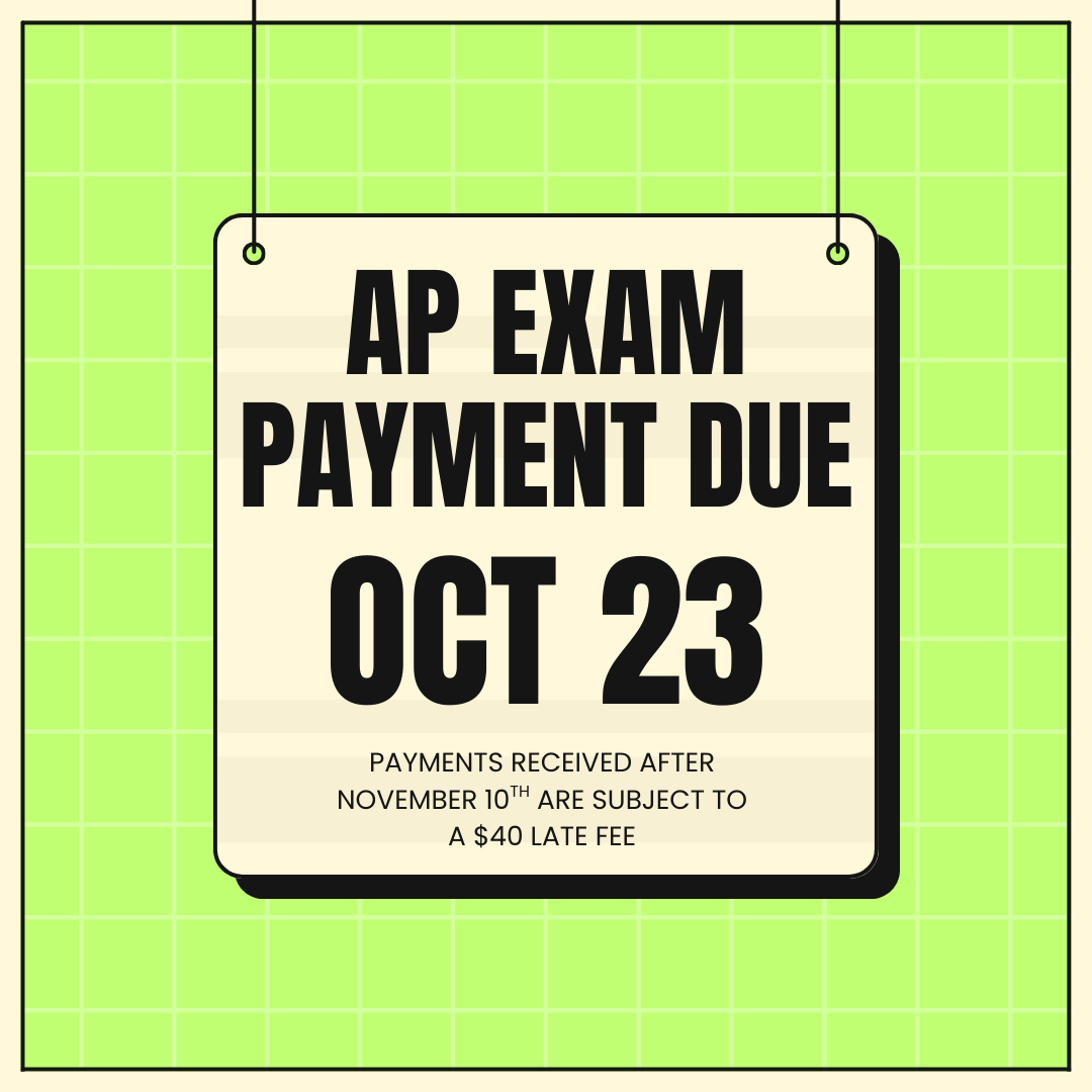 AP Exam Payment Due October 23rd